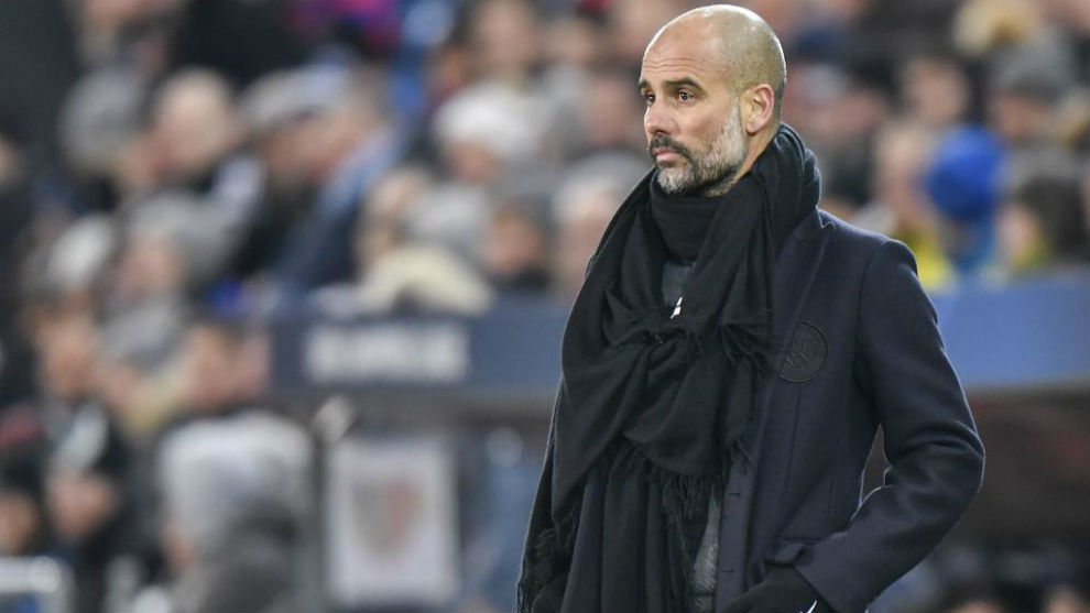 Guardiola durante un partido con el City