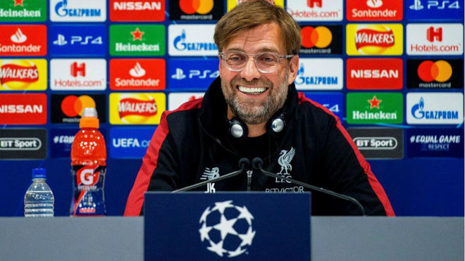 Klopp, durante la rueda de prensa previa al duelo con el Barcelona en...