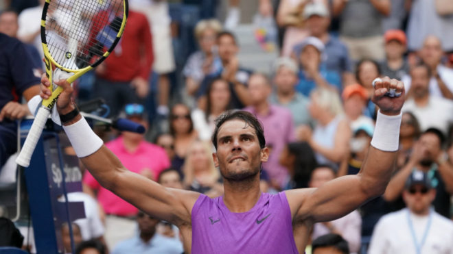 Rafael Nadal celebra su paso a los octavos de final del US Open.