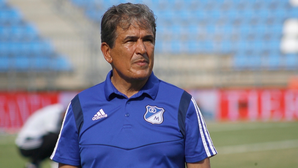 Jorge Luis Pinto dirigiendo a Millonarios en 2019.