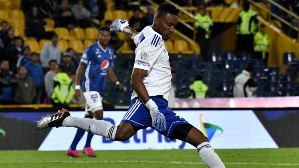 El portero Jefferson Martínez, en un partido entre Millonarios y...