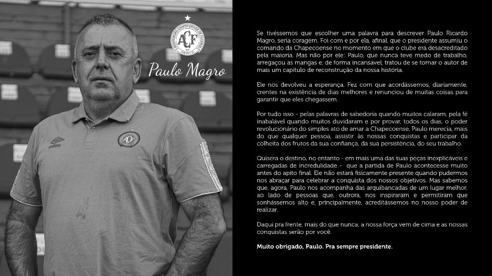 La tragedia vuelve a golpear al Chapecoense: muere su presidente 1