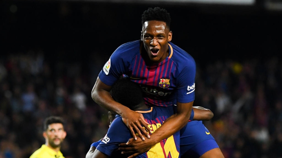Yerry Mina y las pocas sonrisas que se le vieron en Barcelona.