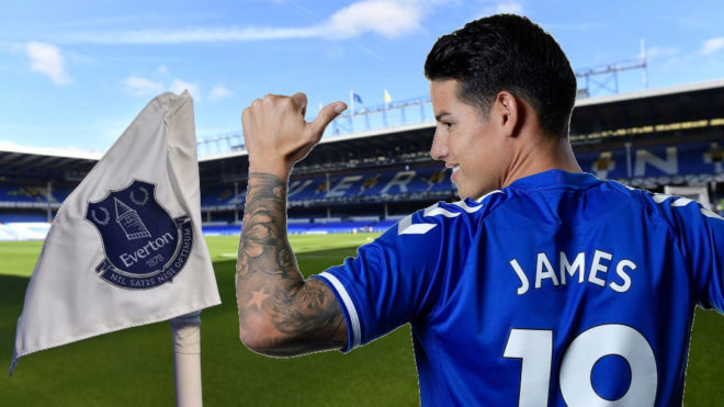 James, el día de su presentación como jugador del Everton