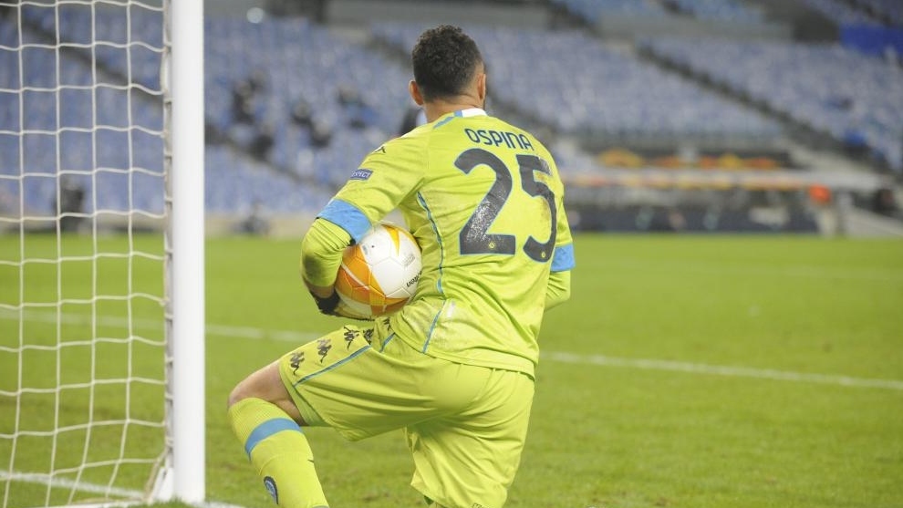 David Ospina en el partido de la Europa League entre Napoli y Real...