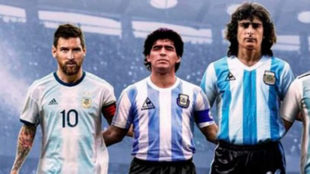 Messi, Maradona y Kempes, en un montaje realizado por la FIFA.