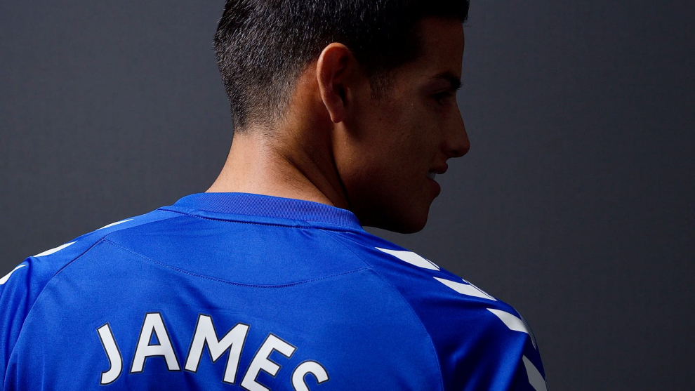 James Rodríguez, con la camiseta del Everton.