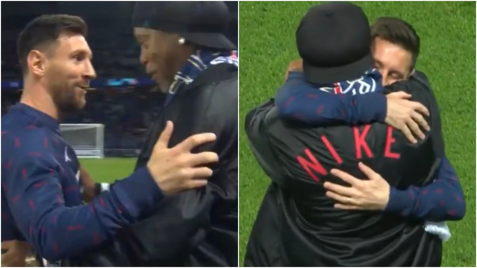 PSG vs Leipzig: ¡El abrazo de dos leyendas! El reencuentro icónico entre  Messi y Ronaldinho | MARCA Claro Colombia