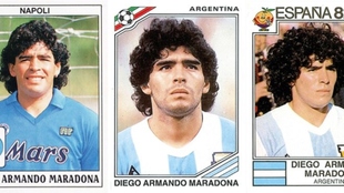 Los diferentes cromos de Diego Maradona