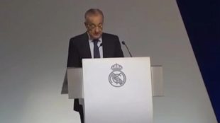 Florentino, durante la última asamblea del Real Madrid