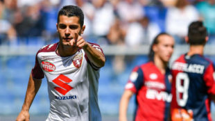 Iago Falque celebra un gol con la camiseta del Torino