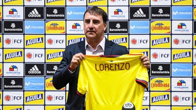 Néstor Lorenzo siendo presentado como nuevo DT de la Selección.