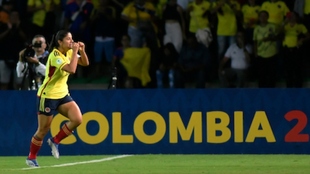 Catalina Usme jugando con la Selección Colombia.