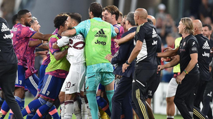 Pelea entre los jugadores de Juventus y Salernitana