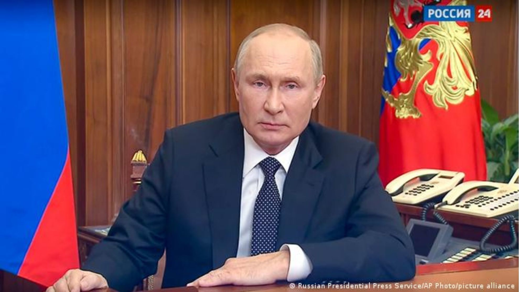 Putin durante una declaración a Rusia