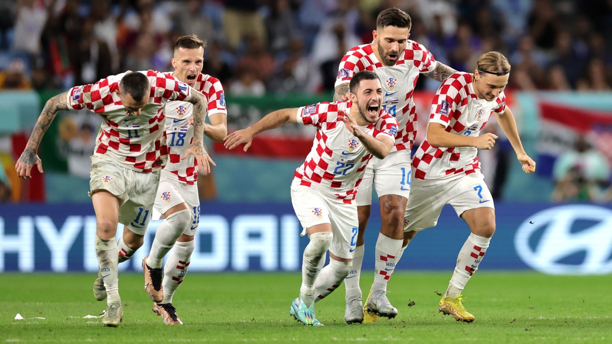 Los jugadores de Croacia celebrando la victoria contra Japón